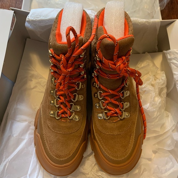 Villa Rouge Gem Winter Boots Cognac Leather Suede Brown Red Laces Women’s 5.5 - Picture 4 of 9